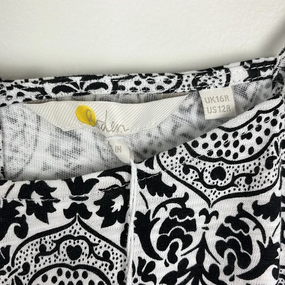 NWT Boden women’s Racerneck Jersey Mini Dress in black and white. Size 12 - Picture 5 of 10